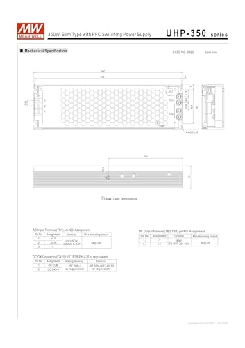 Mean Well UHP-350-24 350.4W Slim Type with PFC Switching Power Supply 24V/14.6A