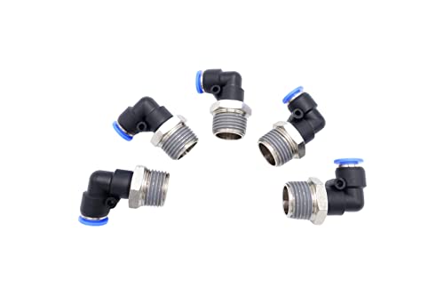 Push to Connect Fitting 5/16" Tube OD x 1/2" MNPT, Male Elbow - size: 1/2" MNPT - 5/16" OD