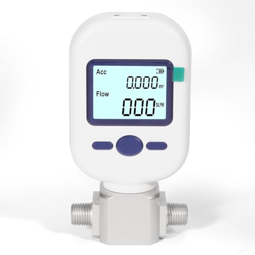 1/4" NPT Portable Digital Thermal Mass Flow Meter for Compressed Air, Nitrogen, Oxygen - 0-20L/min High Accuracy Flow Meter with LCD & RS485 Modbus (MF5706) - size: 1/4" NPT (MF5706)