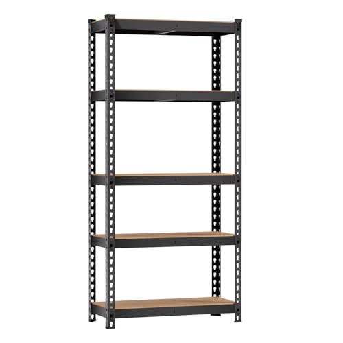 BestOffice 5 Tier Storage Shelves Adjustable Garage Shelves 15.7" D x 35.4" W x 72" H Heavy Duty Garage Shelving with Premium Materials MDF Boards for Kitchen Basement Warehouse Pantry - size: 36"W x 16"D x 72"H