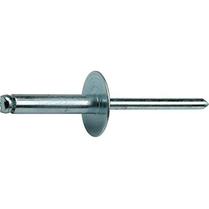 Fastenere Large Flange Pop Rivets -5/32" x 5/8" (50 pcs) Heavy Duty, Open-End, Steel Zinc, Corrosion-Resistant, High Tensile & Shear Strength, 5-10 Gap .501" - .625" - size: 5/32" x 5/8" (5-10) (50 Pack)