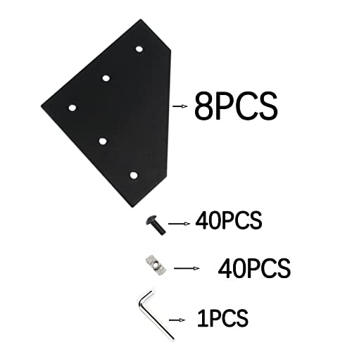 4040 Corner Bracket Plate L Shape 5 Hole 90 Degree Outside Joining Plate with M6x16mm Screws and T-Nuts for 40 x 40mm Series Aluminum Extrusion Profile, 8pcs/Pack (Black-4040 L Shape) - style: Black-4040 L Shape