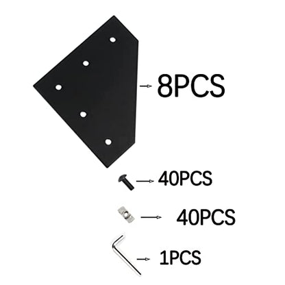 8PCS Corner Bracket Plate Outside Joining Plate for 4040 Series Aluminum Profile 3D Printer Frame (L-Black-4040) - style: L-Black-4040
