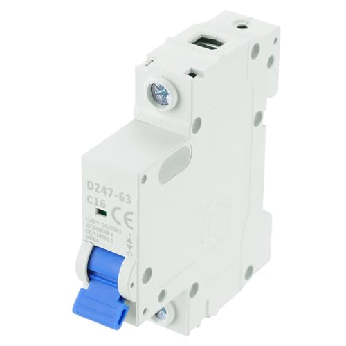 Generic 1Pcs Miniature Circuit Breaker 1P 16A AC 110V DZ47-63 DIN Rail Mount Disconnect Switch Circuit Breaker Protection Thermal Magnetic Trip for Short Circuit Protection, Overload Blue