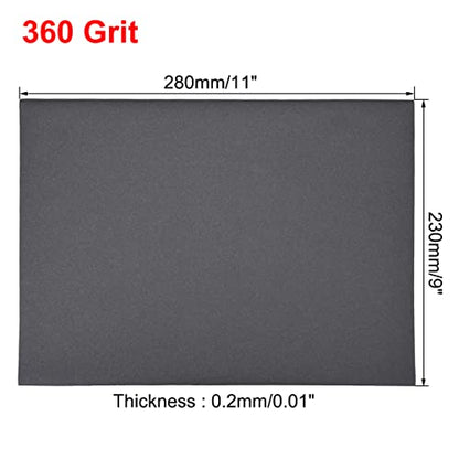 uxcell 360 Grits Sanding Sheets 9-inch x 11-inch Wet Dry Silicon Carbide Sandpaper for Wood Furniture Metal Polishing 5pcs - style: 360 Grit