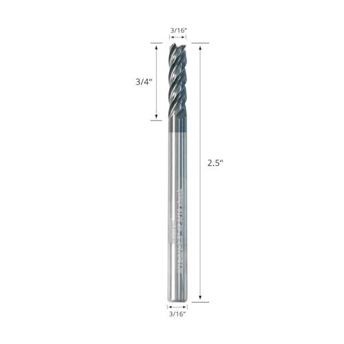 Tools Carbide End Mill, PVD AlTiN Coating for Stainless Steel Materials Cutting, 4 Flute 3/16 Shank (3/16-2.5" 2PCS) - size: 3/16"DIA - 1"FL - 2.5"OL 3/16Shank 2pcs