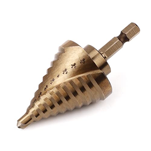 COMOWARE 10 Sizes M35 Cobalt Step Drill Bit, 1/4" to 1-3/8", Two-Spiral Flute Step Bit for Metal, Stainless Steel, Wood & Plastic, with 1/4" Hex Shank - style: 1Pc Cobalt - Hex Shank
