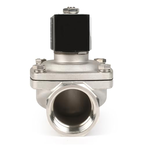 U.S. Solid 1-1/2" Stainless Steel Solenoid Valve - 12V DC, Normally Closed, 145 PSI Electric Valve for Water, Air, Diesel - size: 1-1/2 "