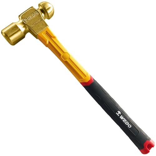 WEDO12oz(340g) Brass Ball Peen Hammer,Ball Pein Hammer with Fiberglass Handle,Length 280mm(11"),Brass, Die-Forged, Corrosion Resistant, DIN Standard - size: 12oz(340g)