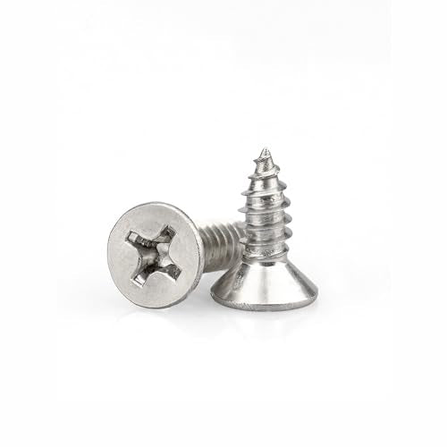 #4 x 1/4" (M3x6mm) 304 Stainless Steel Flat Head Wood Screws, 200pcs - size: #4 x 1/4''-200pcs