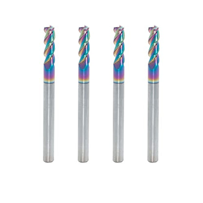 1/8" Carbide Square End Mill, 3 Flute, DLC Coating, 4 Pcs - size: 1/8" (4 Pieces)