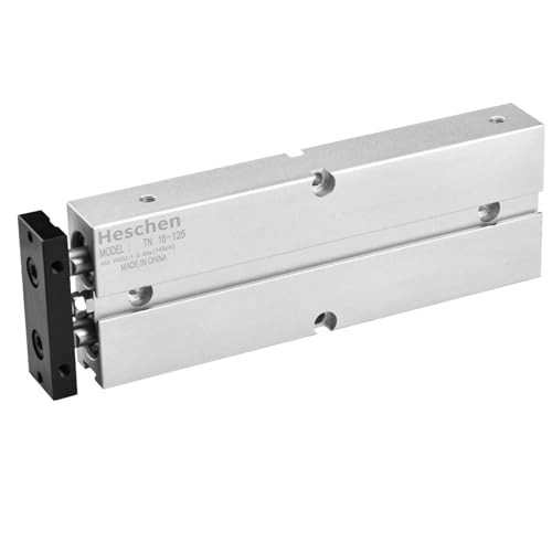 Heschen Pneumatic Air Cylinder, TN16-125(TDA16-125), Bore 16mm, Stroke 125mm, Double-Rod Double-Acting Aluminum Pneumatic Air Cylinder, with Magnet, Silver