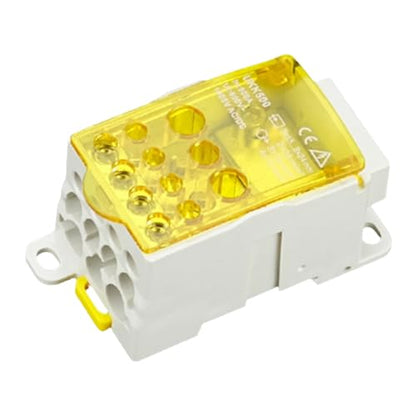 DIN Rail Distribution Box,690V 500A Positions Screw Terminal Block Junction Box Breaker Box Circuit Breaker Distribution Box for Various Power Distribution Needs (Yellow, 500A) - color: Yellow, size: 500A