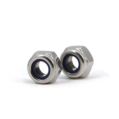 M10 x 1.5mm Pitch 304 Stainless Steel Self-Locking Hex Lock Nuts, Nylon Insert LockNuts Silver Metric Self Clinching Hex Lock Nuts for Hardware Parts, 50pcs/Pack (M10-50pcs) - size: M10-50pcs