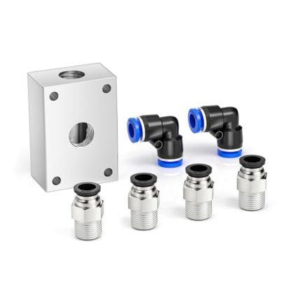 TAILONZ 3/8" NPT Aluminum Air Manifold Shunt Block Kit - size: 3/8" NPT-7PCS Kit
