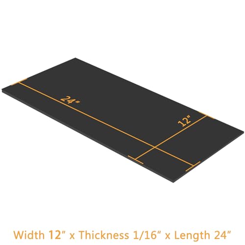 HooTown Solid Rubber Sheets Strips, No Adhesive Neoprene Rubber Rolls Seal - size: 12” Wide x 24” Long, style: 1/16" Thick