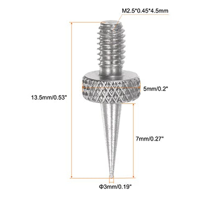 HARFINGTON 3pcs Needle Point Contact Points R0.15 M2.5 Thread 7mm Length 303 Stainless Steel Pointed Head for Dial Digital Indicators Depth Gauge - size: R0.15x7mm