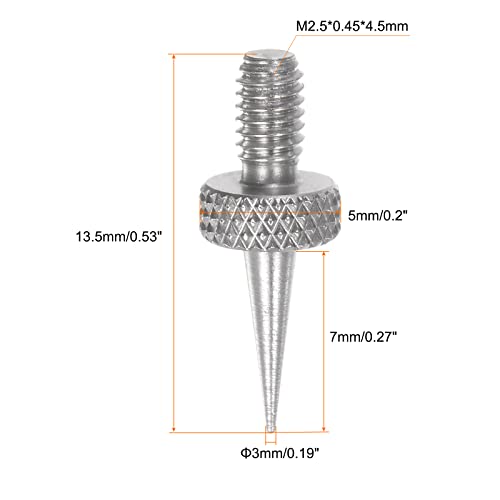 HARFINGTON 3pcs Needle Point Contact Points R0.15 M2.5 Thread 7mm Length 303 Stainless Steel Pointed Head for Dial Digital Indicators Depth Gauge - size: R0.15x7mm