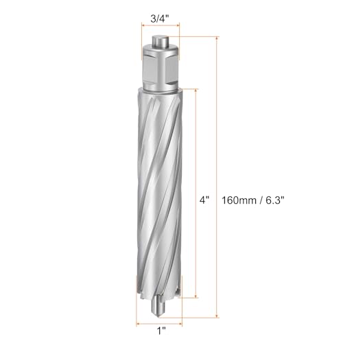 HARFINGTON Annular Cutter 1" Dia 4" Depth 3/4" Shank TCT Cutting Drill Bits with Pin for Magnetic Drill Press - size: 1" x 4"