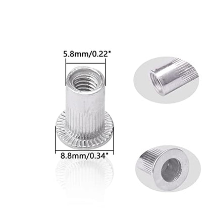 M4 4 mm Flat Head Aluminum Rivet Nut Blind Insert Nut Pack of 100 - size: M4