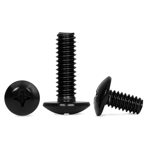 1/4"-20 x 1/2" Truss Head Machine Screws, Full Thread, 304 Stainless Steel Black Finish, 25 PCS - size: 1/4"-20 x 1/2"