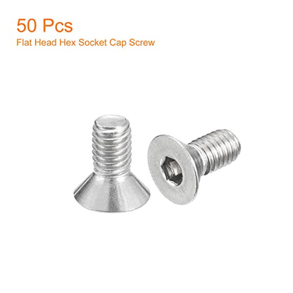 uxcell #10-32x3/8 Flat Countersunk Head Socket Cap Screws, 50Pcs 304 Stainless Steel Hex Socket Flat Head Screws, Full Thread, Countersunk Bolts - size: #10-32x3/8"