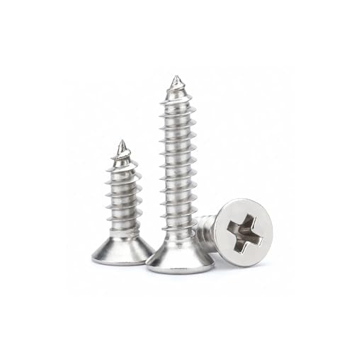 #4 x 3/8" (100 Pack) Flat Head Phillips Drive Screws Sheet Metal Self-Tapping Screws, 304 Stainless Steel Screw - size: #4 x 3/8"