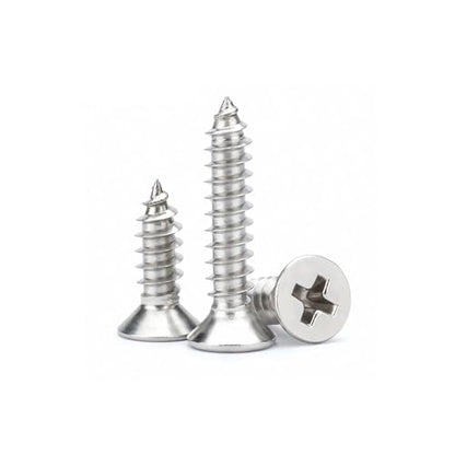#4 x 3/8" (100 Pack) Flat Head Phillips Drive Screws Sheet Metal Self-Tapping Screws, 304 Stainless Steel Screw - size: #4 x 3/8"
