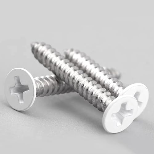 White Head Screws,100 PCS #10X1 Stainless Steel Phillips Flat Head Screws - color: White, size: #10x1"
