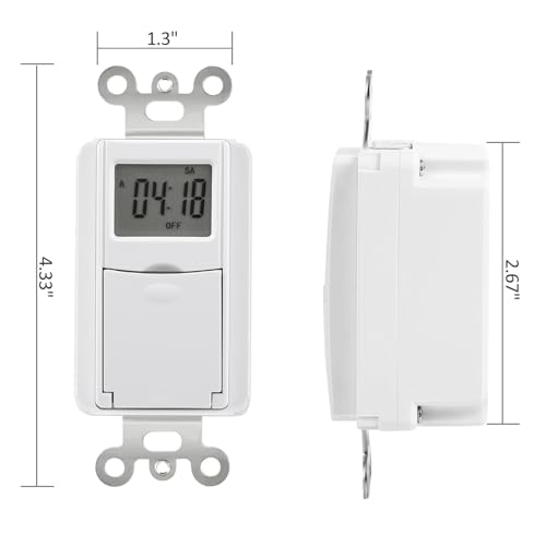 DEWENWILS 7 Day Programmable in Wall Digital Timer Switch for Lights, Fans