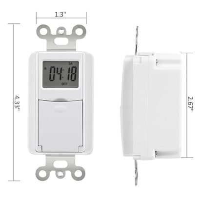 DEWENWILS 7 Day Programmable in Wall Digital Timer Switch for Lights, Fans