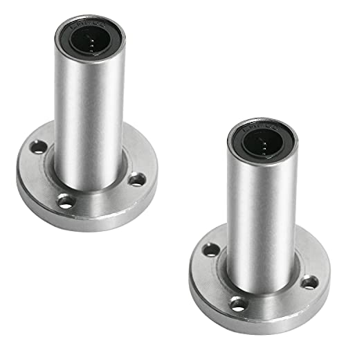 LMF8LUU Linear Ball Bearing Round Flange, ID 8mm, OD 15mm Linear Motion Ball Bearings Sae52100 Carbon Steel, 4 Rows of Steel Balls, Great for CNC, 3D Printer, Linear Rail Guide 2 PCS - size: LMF8LUU