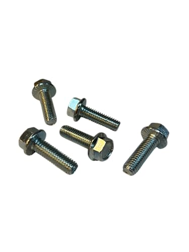 (100 Pieces) 3/8-16x1 1/4" Grade 5 Serrated Hex Flange Bolts Screws UNC Coarse Full Threads Zinc Clear Trivalent