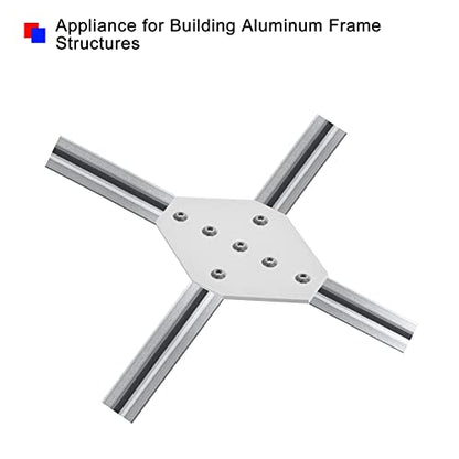 uxcell 2Pcs Corner Bracket Plate Cross 60x100mm 7-Hole Outside Joint Kits 2020 Aluminum Profile with T Nuts and Hex Socket Screws White for Frame Structure