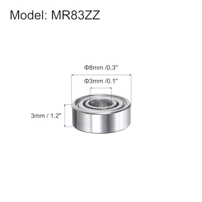 uxcell MR83ZZ Deep-Groove Ball Bearings for Rollers, 3mm x 8mm x 3mm Seal Bearings with Fiber Gloves, Double Metal Sealed Bearing Steel Skateboard Bearings 10Pcs - size: MR83ZZ