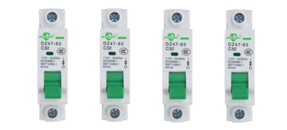 Miniature Circuit Breaker - 4 Pcs 110V/240V MCB Din Rail DZ47-63 Mini Home Circuit Breaker 1 Pole 32A, AC Solar MCB - size: 32A