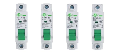 Miniature Circuit Breaker - 4 Pcs 110V/240V MCB Din Rail DZ47-63 Mini Home Circuit Breaker 1 Pole 32A, AC Solar MCB - size: 32A