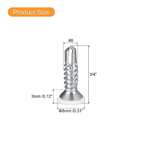 uxcell #8 x 3/4" White Screws Self Drilling Screws, 100pcs Flat Head Phillips Sheet Metal Screw Wood to Metal Screws - size: #8 x 3/4"