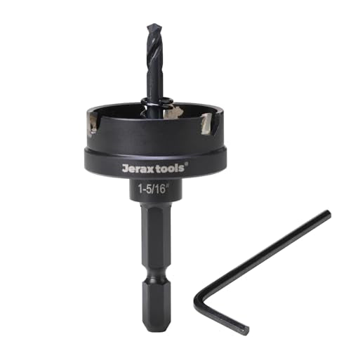 Tungsten Carbide Tipped Quick Change Hole Cutter, 1-5/16 inch TCT Hole Saw, Oxided Coating with 5mm Hole Depth Heavy Duty, for Stainless Steel, Mild Steel, Iron, Copper, Brass, Plastic - size: 34mm | 1-5/16", style: Single Pack