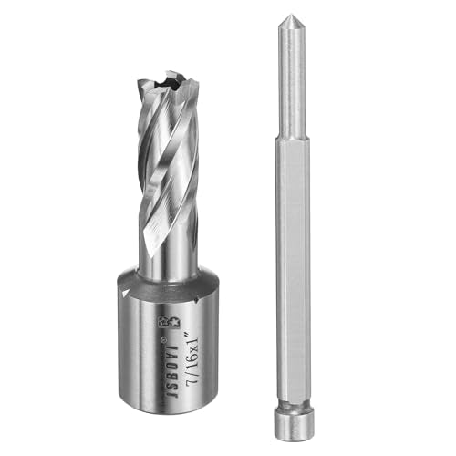 HARFINGTON Annular Cutter 7/16" Cutting Diameter Shank 3/4" with 1" Depth of Locating Pin M2 High-Speed Steel Drill Bit Annular Cutter for Standard Magnetic Drills Machine Tools Mills - size: 7/16 inch * 1 inch