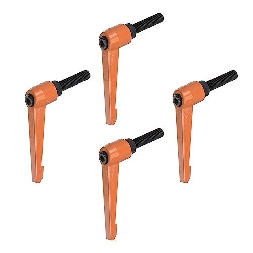 HARFINGTON 4pcs Adjustable Clamping Lever Handles M10 x 30mm Male Thread Bolt Knobs Rotating Screw Locking Quick Release Ratchet Push Button Handle, Orange - size: M10 x 30mm