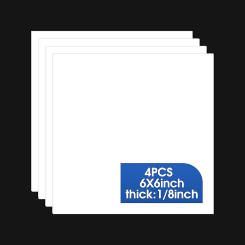 4 Pack White ABS Plastic Sheet, 6" x 6" x 1/8" Thick Hard Thermoplastic Sheet, Moldable Plastic Panel for Crafts, Car Interiors, Home Decor, DIY Projects - color: White, size: 6"x6"x1/8"