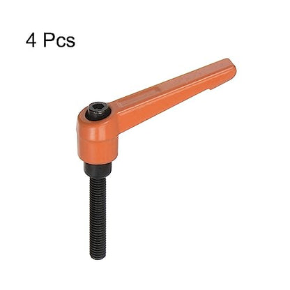 HARFINGTON 4pcs Adjustable Clamping Lever Handles M6 x 50mm Male Thread Bolt Knobs Rotating Screw Locking Quick Release Ratchet Push Button Handle, Orange - size: M6 x 50mm