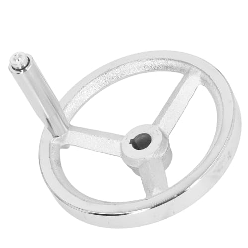 Walfront Lathe Handwheel 16x160MM Rotary Handwheel Chrome Plated Cast Iron Round Hand Wheel with Removable Handle Easy to Install
