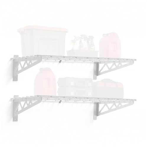 SafeRacks Steel Garage Wall Shelves 2-Pk w/Hooks, 500lb, White (18x36) - color: White, size: 18"x36" (2-Pack)