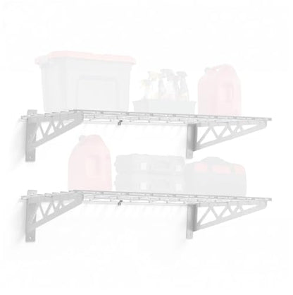 SafeRacks Steel Garage Wall Shelves 2-Pk w/Hooks, 500lb, White (18x36) - color: White, size: 18"x36" (2-Pack)