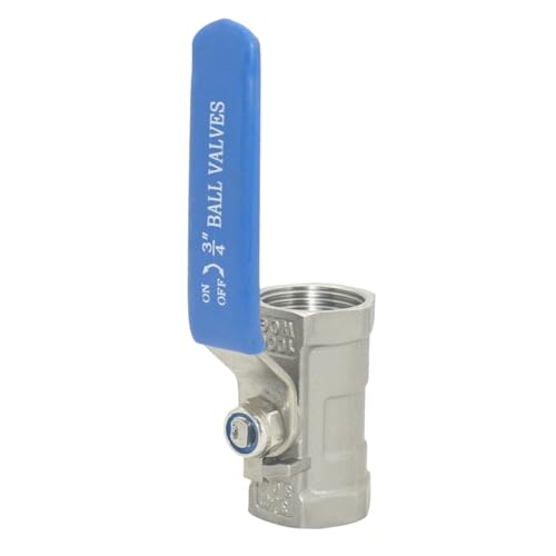 VARMHUS 3/4" Stainless Steel 304 Ball Valve 1Pc Type NPT Female Threaded with Heavy Duty Blue Vinyl Insulation Handle,CF8M Ristricted Flow,1000 WOG (3/4") - size: 1 Piece 3/4 inch