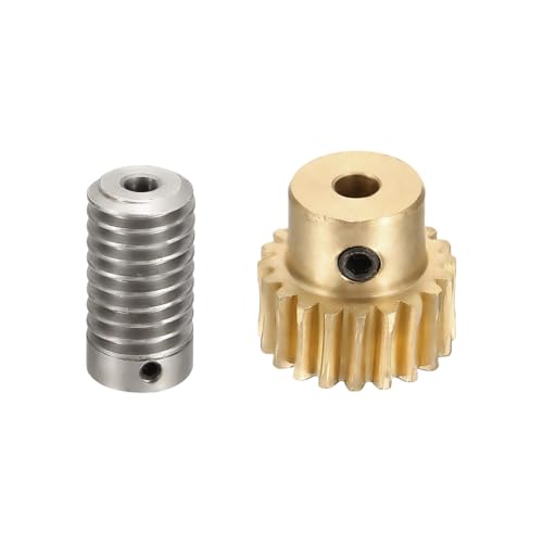 uxcell Worm Gear Set 20T 1:20 Reduction Rate1045 Steel Rod 5mm Bore - size: Gear-4mm, Rod-5mm Bore, style: 0.8M-20T