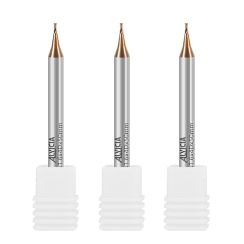 3PCS 0.8mm TISIN Coated 2-Flute Micro Flat End Mill Set for Steel - size: 0.8mm, style: Steel