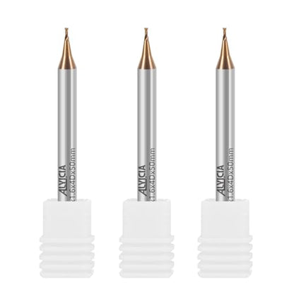 3PCS 0.8mm TISIN Coated 2-Flute Micro Flat End Mill Set for Steel - size: 0.8mm, style: Steel